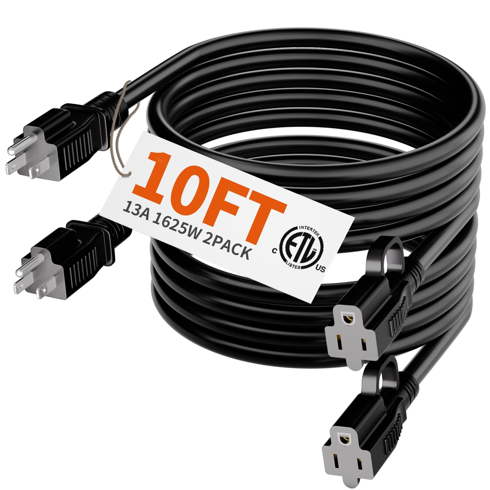 HUANCHAIN Indoor Outdoor Black Extension Cord 50 ft Waterproof, 16/3 Gauge Flexible Resistant Appliance Extension Cord Outside, 13A 1625W 16AWG SJTW, 3 Prong Heavy Duty Electric Cable, ETL Listed